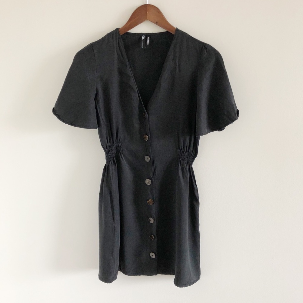 ZARA Fillsens Buttoned Flutter Sleeve Mini Dress S